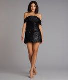 Rosalyn Sequin Beaded Off-The-Shoulder Mini Dress