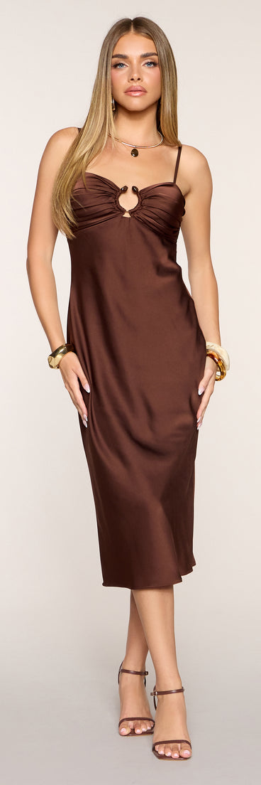 Kathy Satin Midi Formal Dress