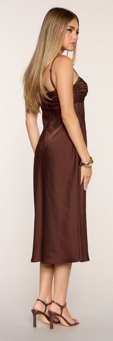 Kathy Satin Midi Formal Dress
