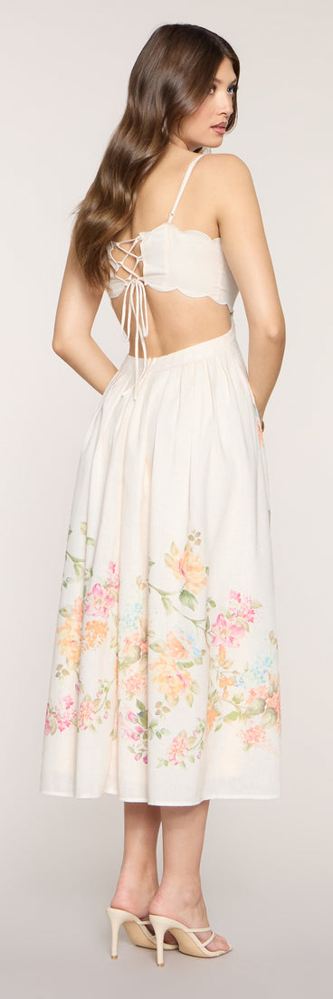 Ember Floral A-Line Midi Formal Dress