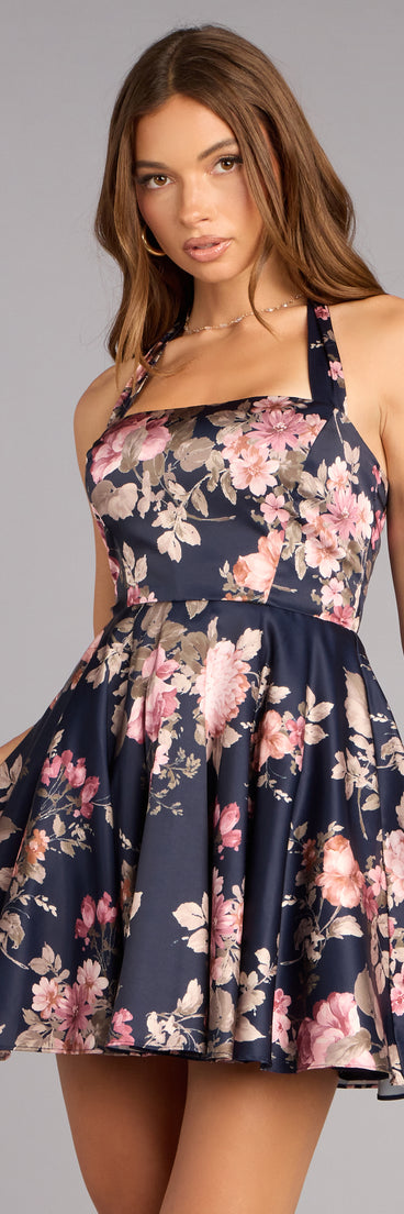 Gabriella Satin Floral Lace-Up Dress | Windsor Gabriella Satin Floral Lace-Up Dress | Windsor