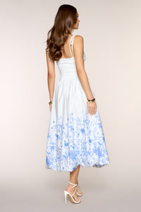 poplin a line dress Tie Halter Neck A-Line Poplin Midi Dress  shopaleena