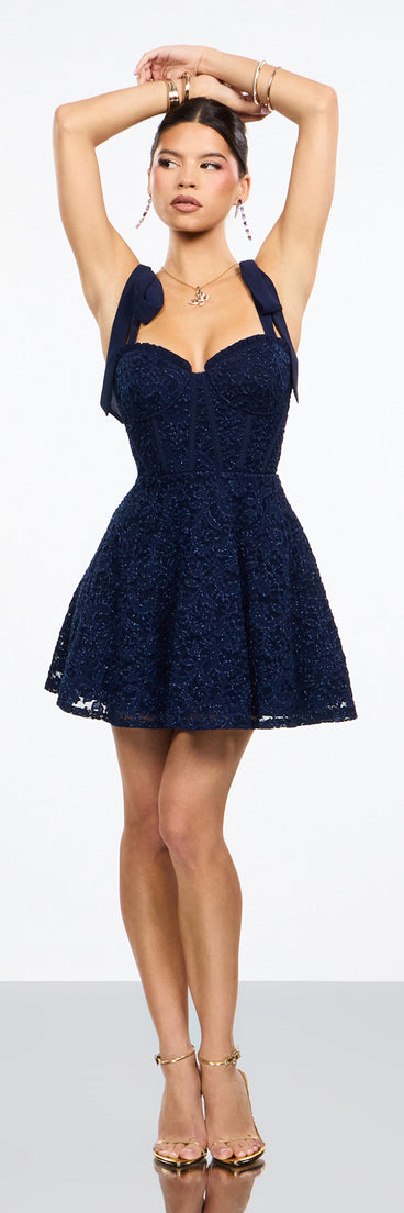 Annalisa Glitter Lace Corset Mini Dress