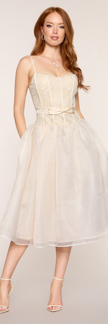 McKenzie Corset A-Line Midi Formal Dress