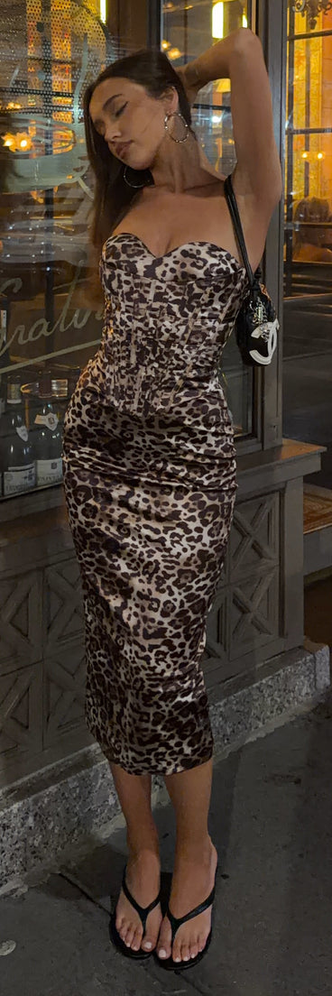 Gretta Leopard Lace-Up Formal Dress
