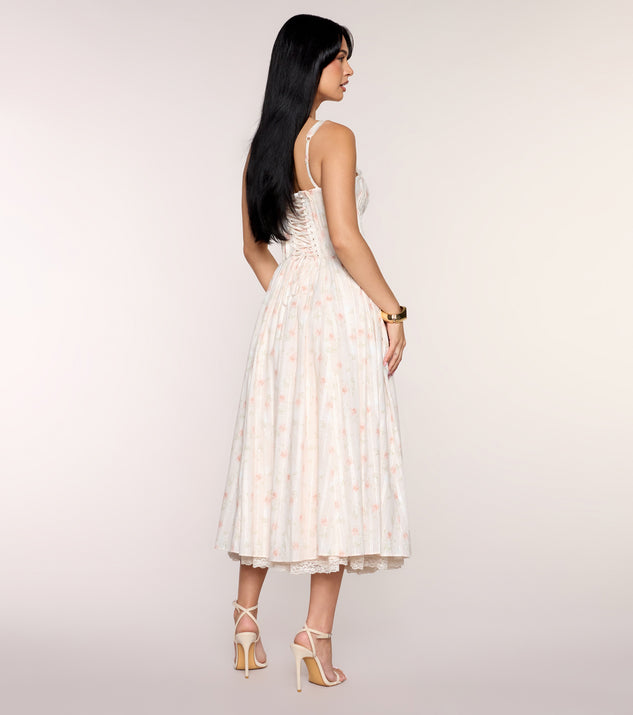 liquorish a line lace detail midi dress in floral print Francine A-Line Formal Color:Taupe Windsor Brocade Dundas Nirvana Dress in Womens Size S Dress Flowy Long Dresses