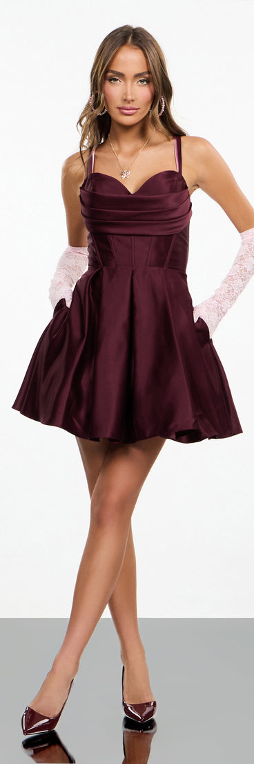 Camille Corset Bodice Satin Skater Dress