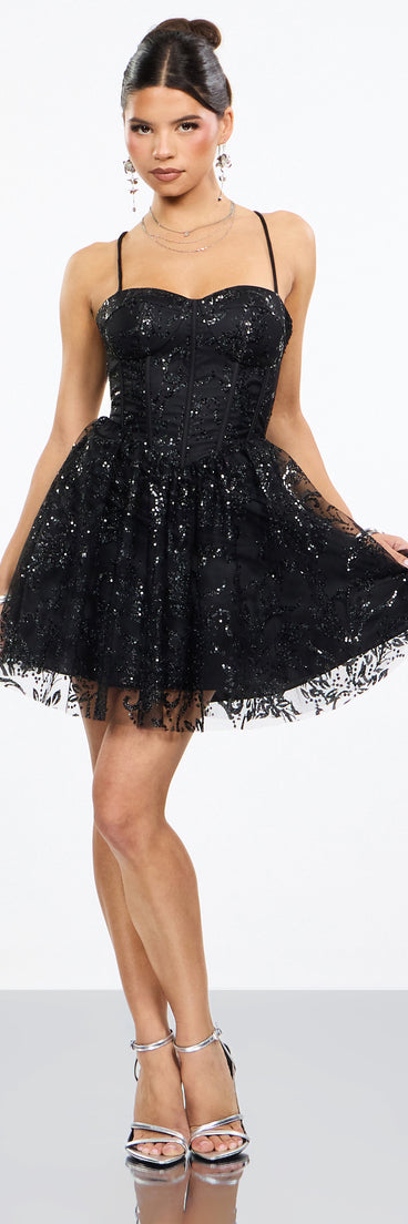 Roselyn Glitter Corset A-Line Mini Dress