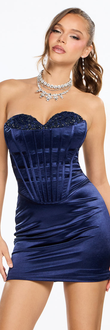 Isadora Strapless Satin Corset Mini Dress