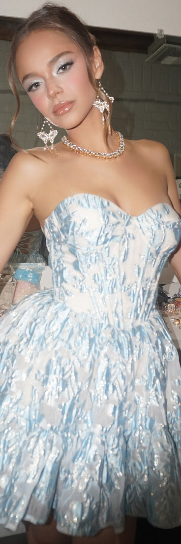 Lucienne Metallic Floral Corset Dress