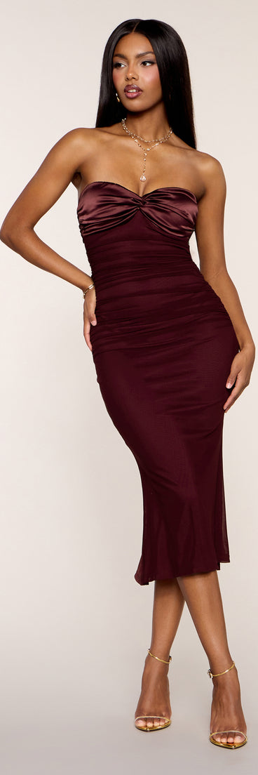 Camilla Satin Bow Back Midi Formal Dress