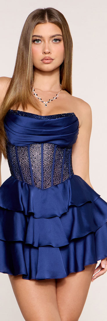 Sidonie Rhinestone Corset Lace Up Mini Dress