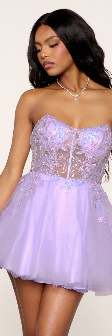 Clarissa Floral Embroidered Tulle Dress