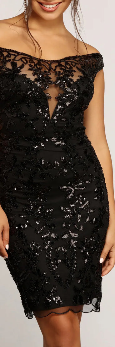 Carina Sequined Mesh Mini Dress