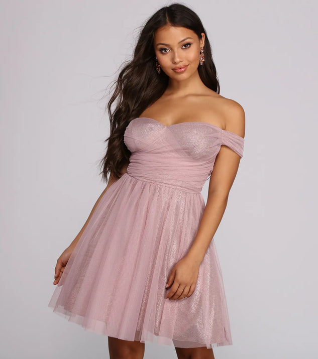 Laura Off The Shoulder Mesh Dress