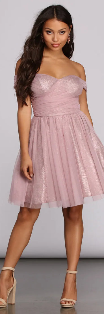 Laura Off The Shoulder Mesh Dress