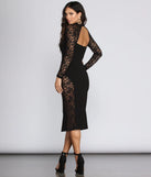 Everly Lace Front Slit Midi Dress