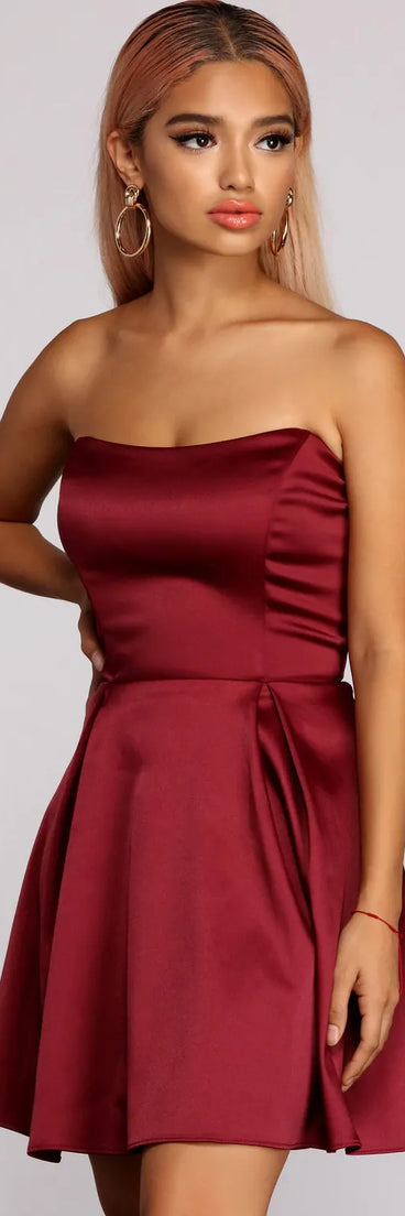 Paola Strapless Twill Party Dress