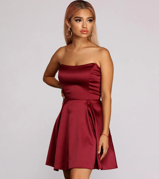 Paola Strapless Twill Party Dress