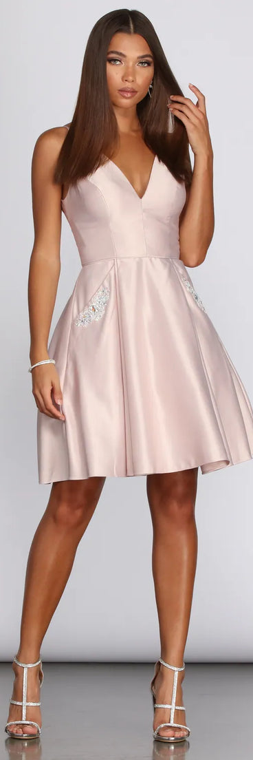 River Formal Satin Party Dress
