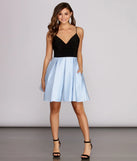 Anabelle Satin Strappy Skater Dress