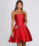 Bethany Formal Satin Rhinestone Dress