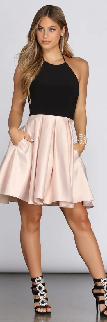 Pretty & Posh Halter Party Dress