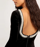 Tanya Pearl-Trim Velvet Dress