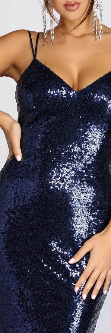 Raegan Formal Sequin Midi Dress