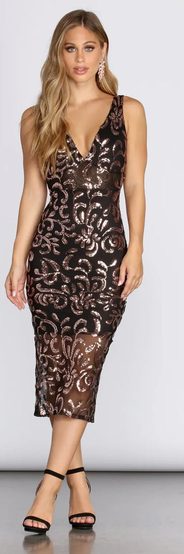 Trisha Formal Sequin Midi Dress