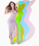Star In Sequins Wrap Midi Dress