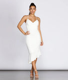 Ellie Asymmetrical Flounce Midi Dress