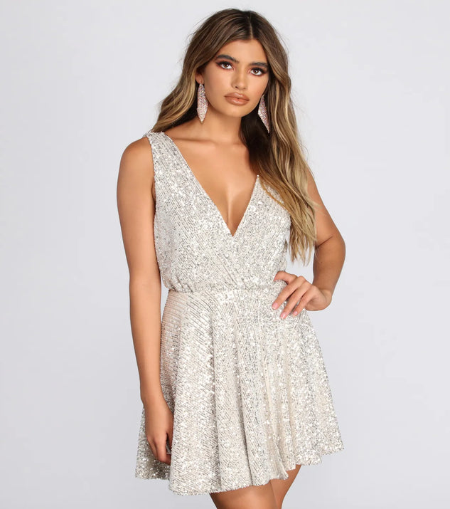 Dakota Sequin Wrap Mini Dress