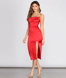 Adalee Formal High Slit Satin Dress