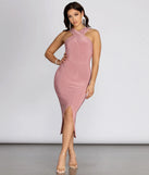 Tamra Cross Neck Midi Formal Dress