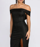 Misty Off Shoulder Glitter Dress