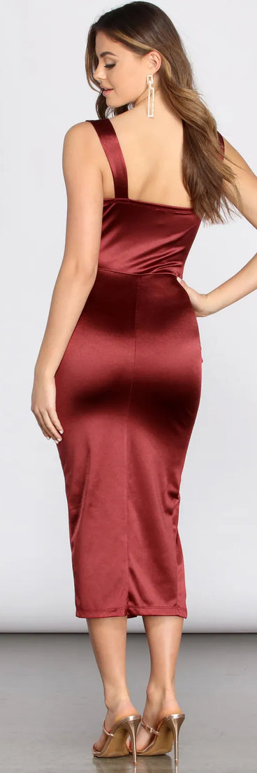 Lucia Side Slit Satin Dress