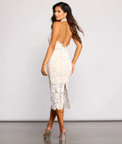 Sydney High Neck Scalloped Lace Midi Dress