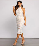 Sydney High Neck Scalloped Lace Midi Dress