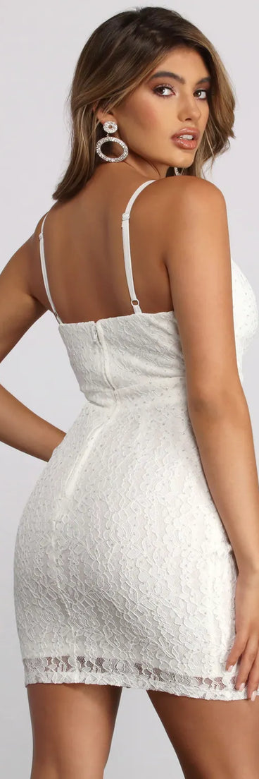 Cameron Formal Glitter and Lace Mini Dress