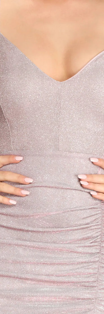 Georgina Metallic Ruched Midi Dress