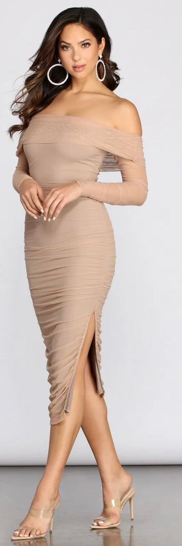Malia Off Shoulder Ruched Dress