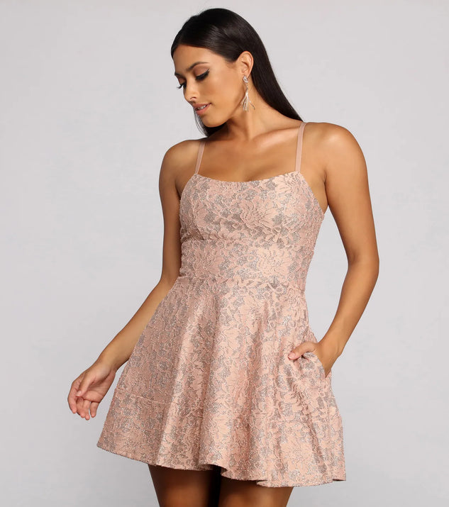 Angela Glitter Lace Party Dress
