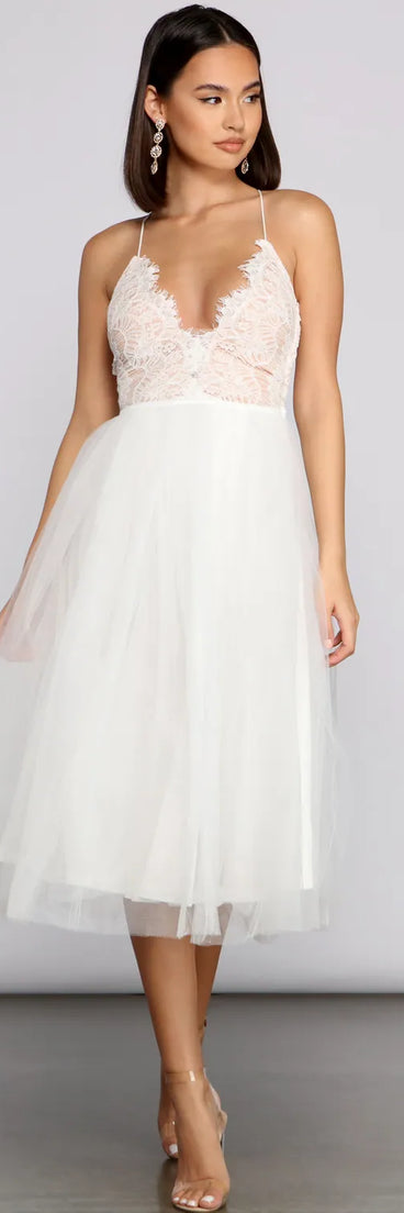 Olivia Eyelash Lace Tulle Party Dress