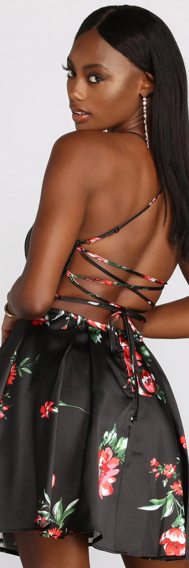 Viona Floral Sleeveless Lattice Dress