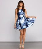 Alisha Pleated Floral Printed Party Dress