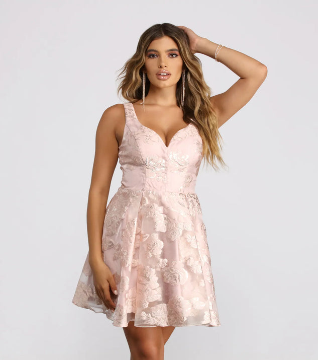 Heather Formal Floral Burnout Organza Party Dress