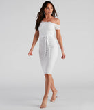 Paige Formal Off-The-Shoulder Scalloped Lace Dress