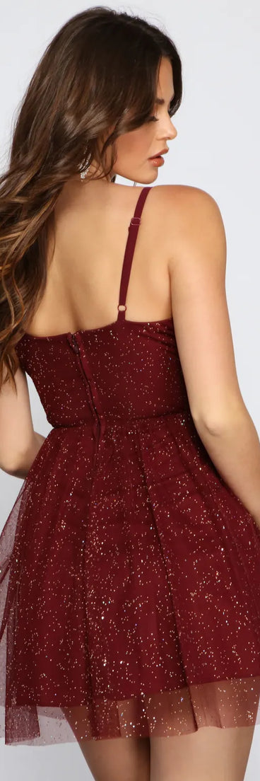 Hannah Glitter Mesh Party Dress