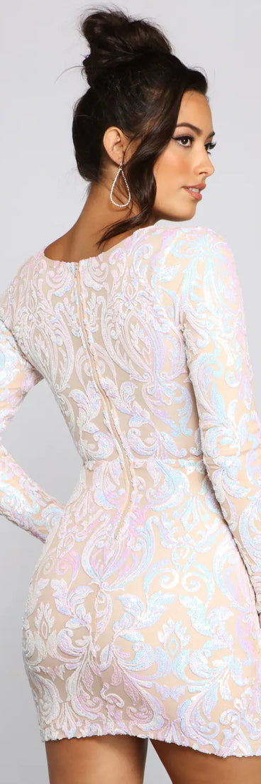 Serena Sequin Wrap-Front Mini Dress